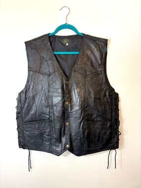 Canyon Creek Leather Vest XL Lace Sides Never Worn